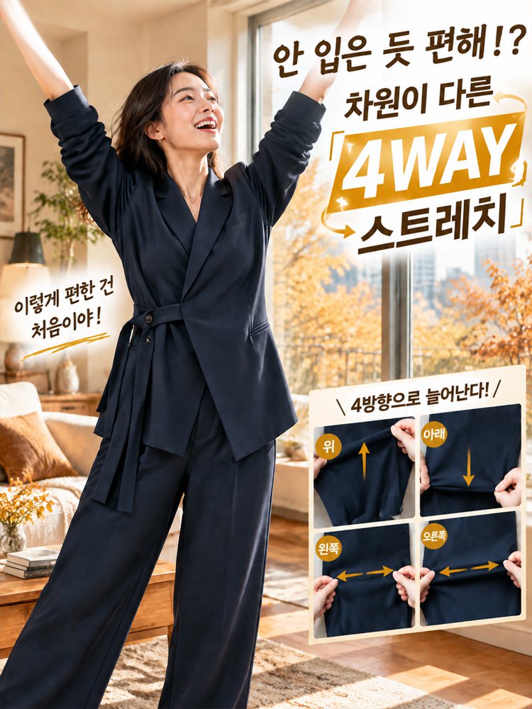 루즈핏의 젊고 감각적인 여성용 투피스
