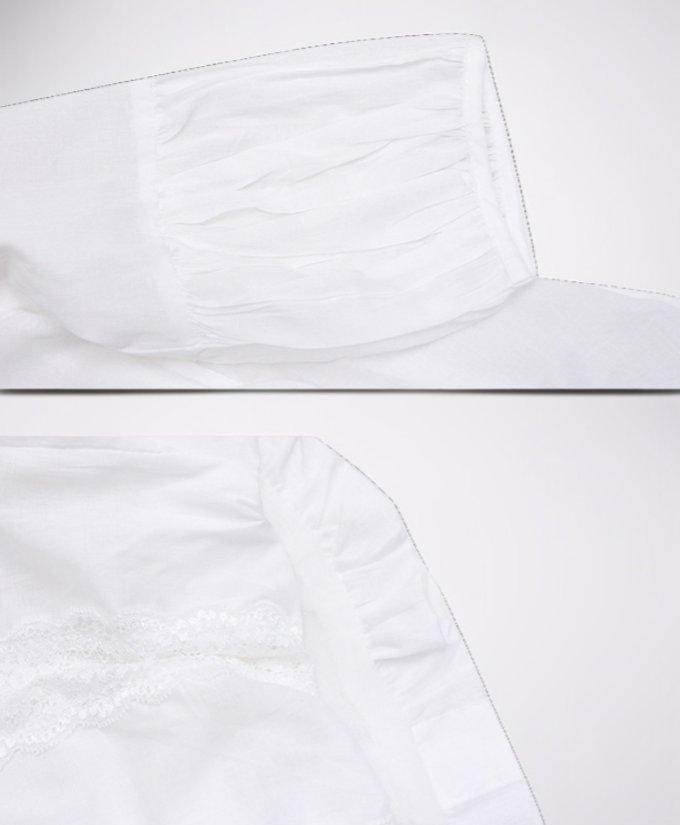 랜턴 슬리브 디자인의 우아한 셔츠