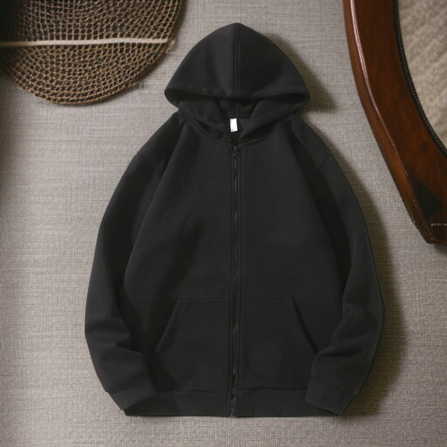 フード付きカーディガンスウェットシャツ