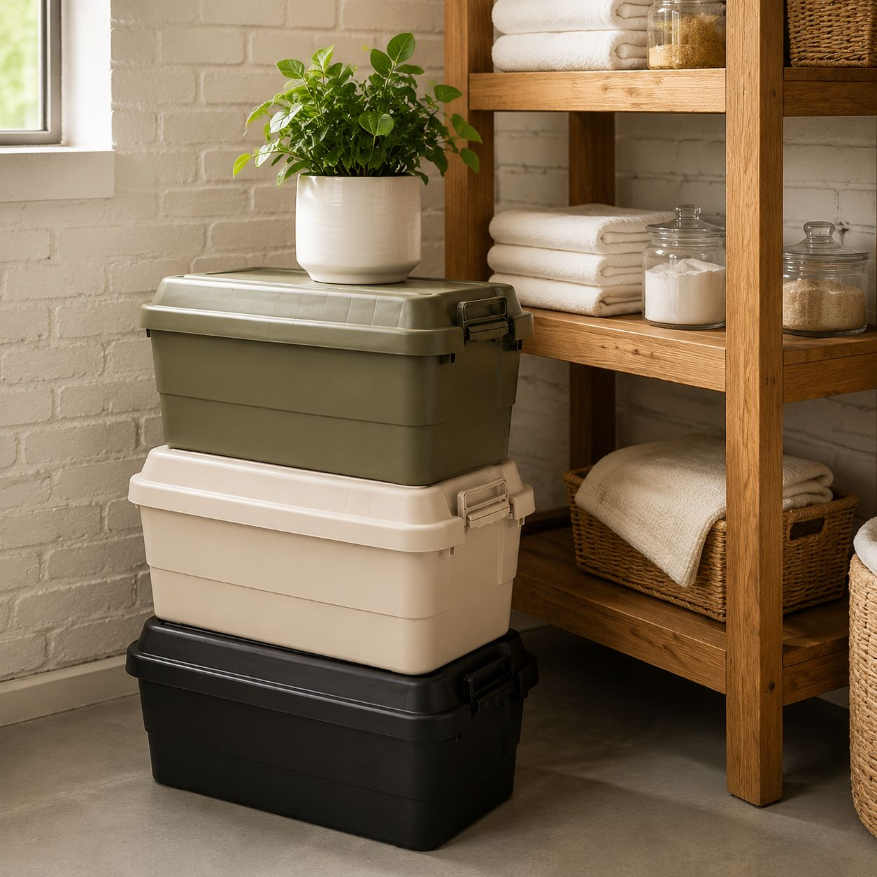 Maison de paille Organisateur en plastique épais Boîte de rangement extérieure avec couvercle Boîte 
