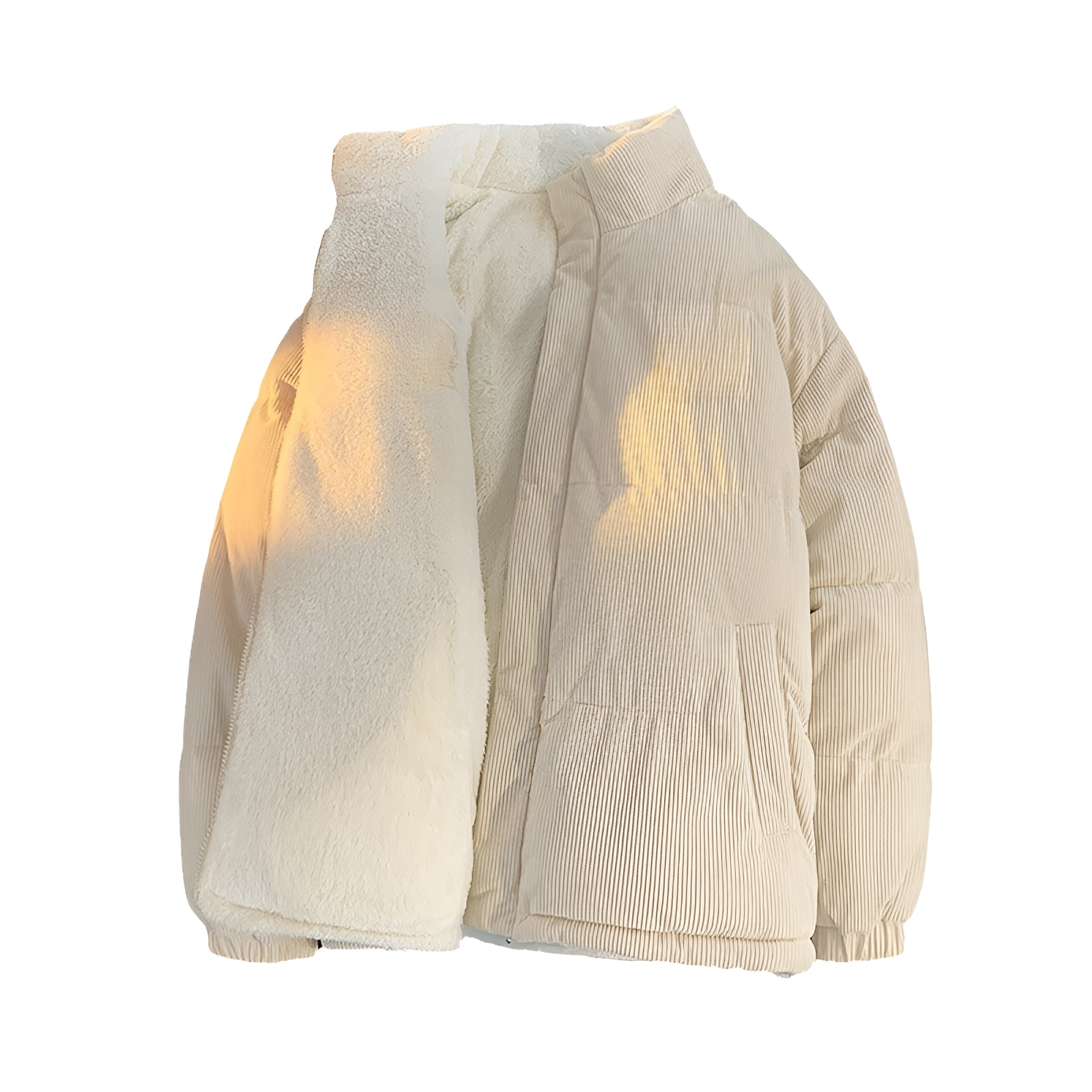 冬用厚手メンズ綿入りジャケット リバーシブル羊羔フリース 男女兼用カジュアルアウター コーデュロイパフジャケット