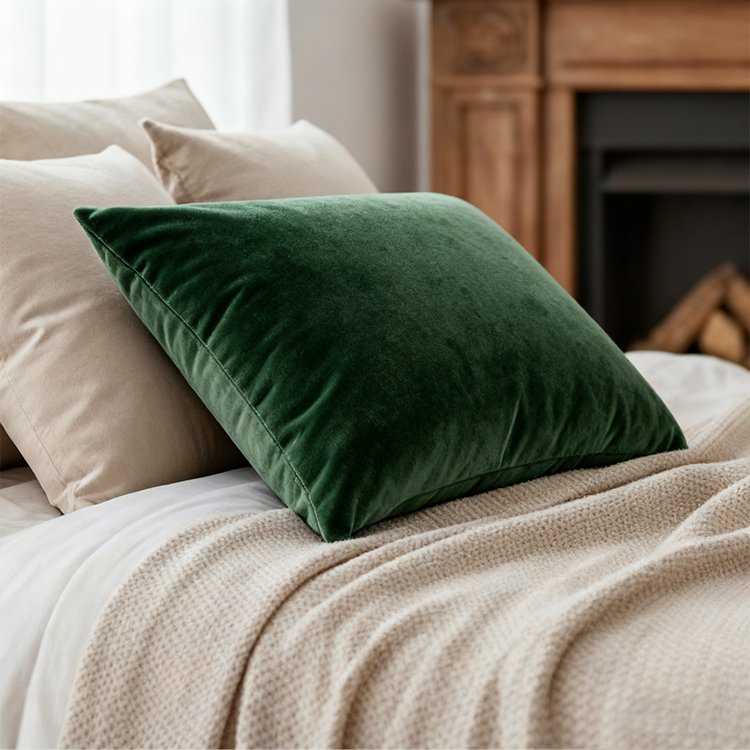 Luxusní zelený polštář v moderním interiéru