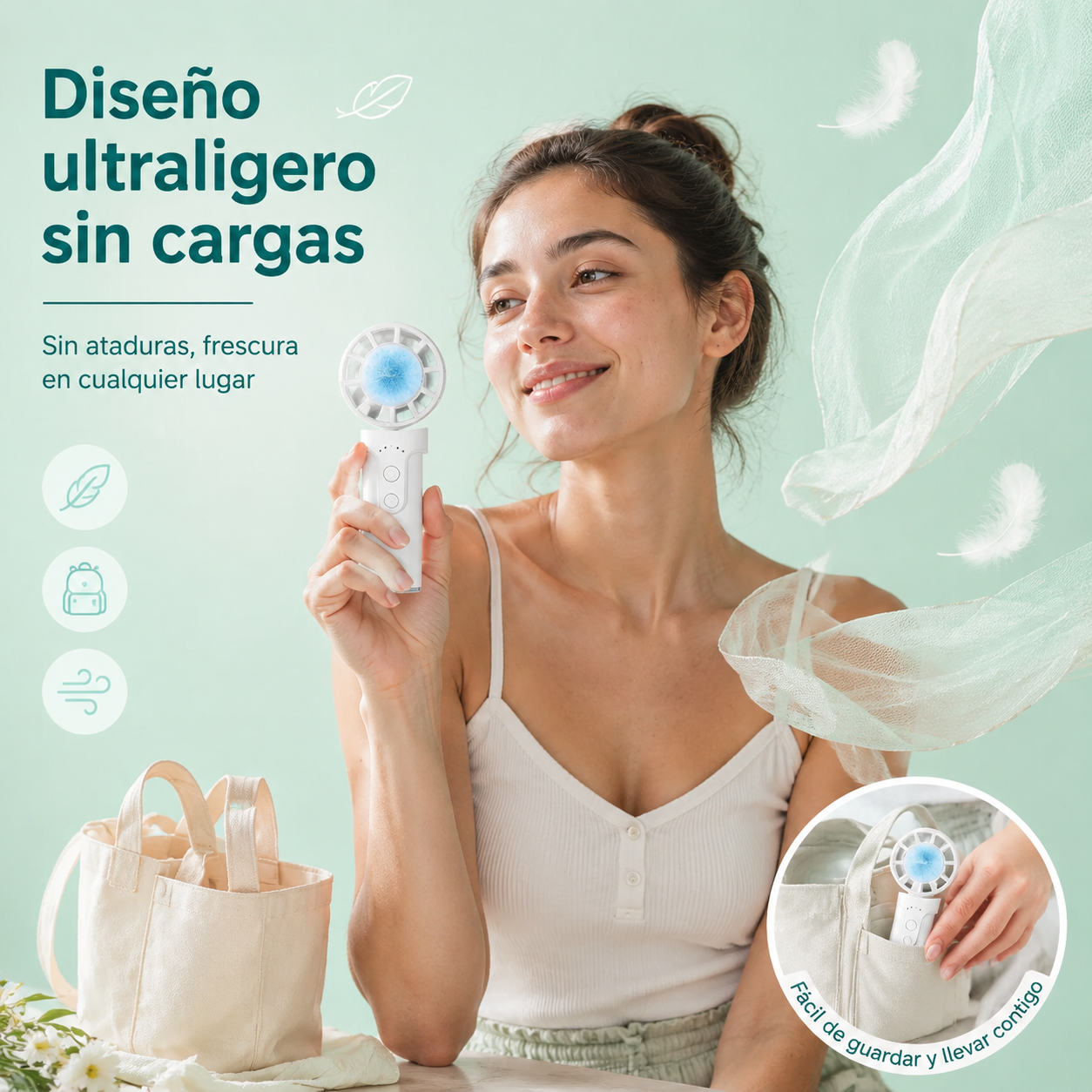 Ventilador de mano transparente con enfriamiento por semiconductores, mini ventilador portátil USB