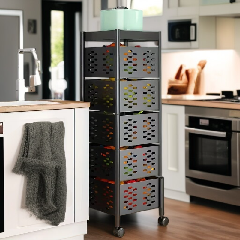 Small Kitchen Multi-use Storage Basket Rotatable Fruit & Vegetable Bin