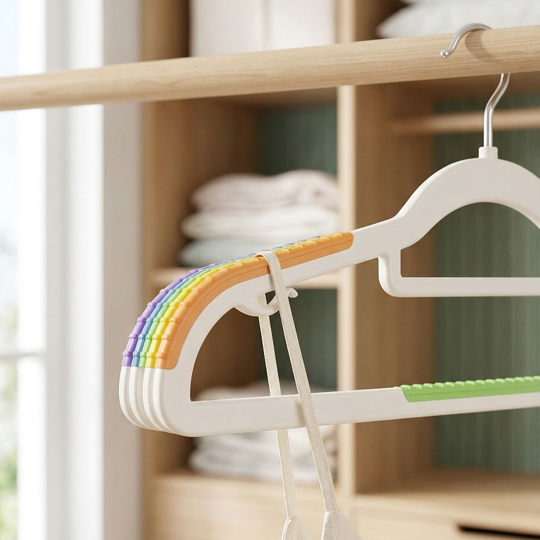 Closet organization with non-slip plastic hangers