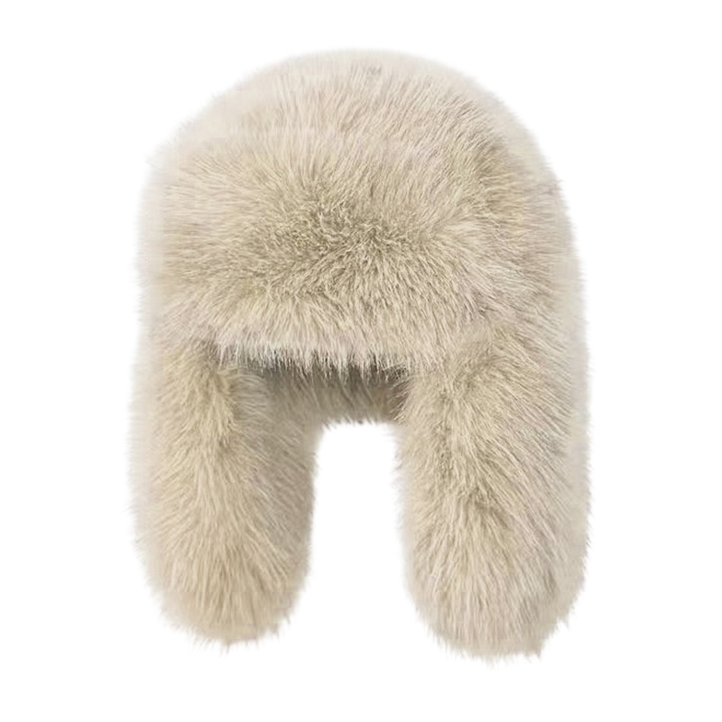 暖かいフェイクミンクの耳あて帽子