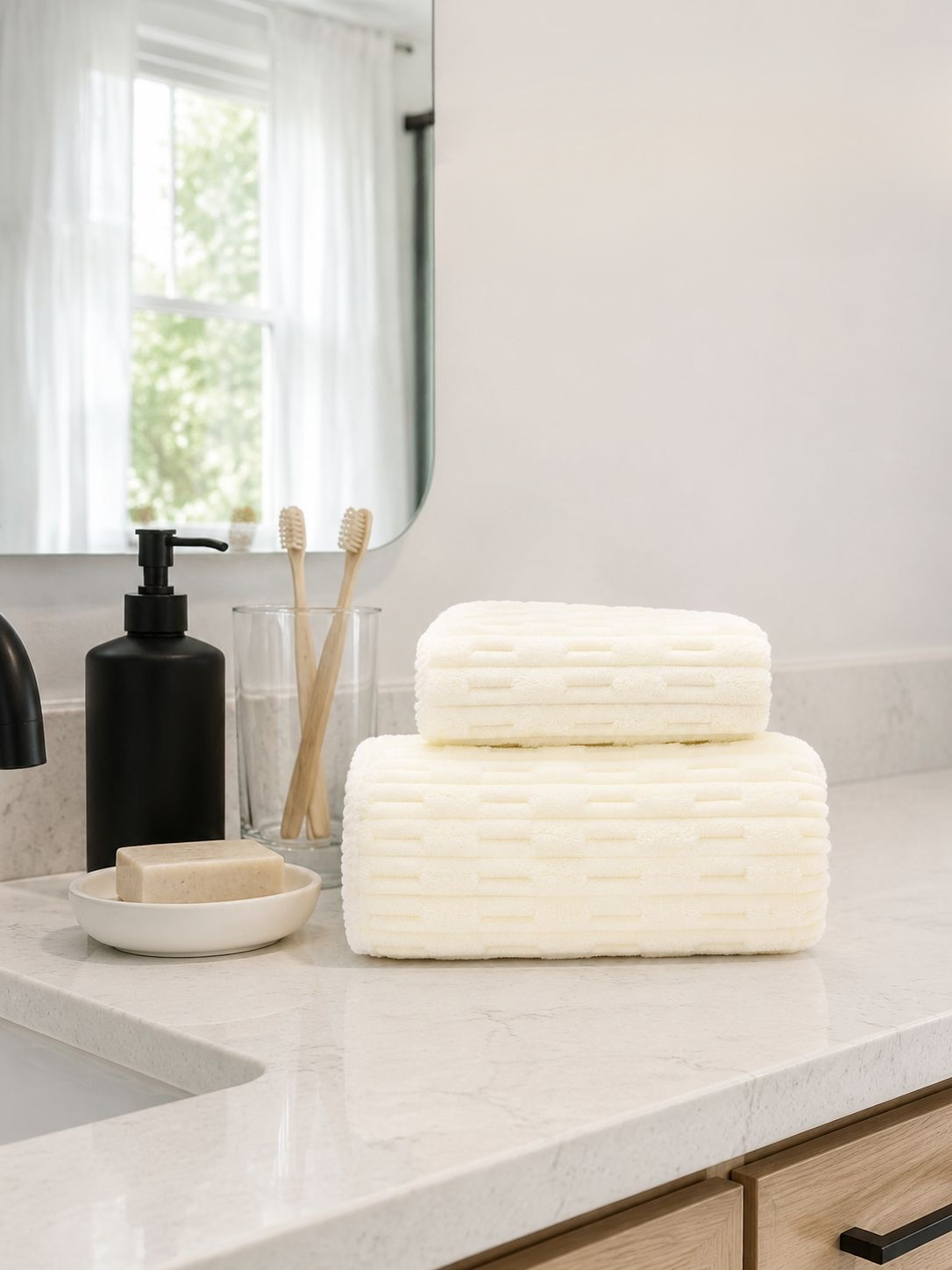 Thickened cloud-soft absorbent coral fleece towel close-up