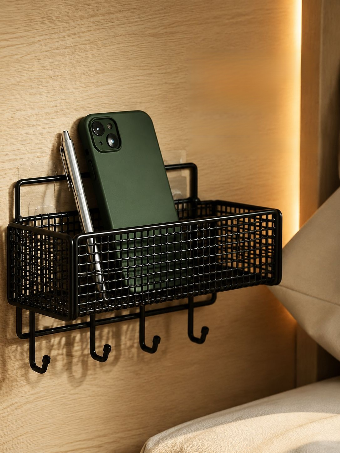 Accesorio práctico para almacenamiento en la cabecera de tu cama