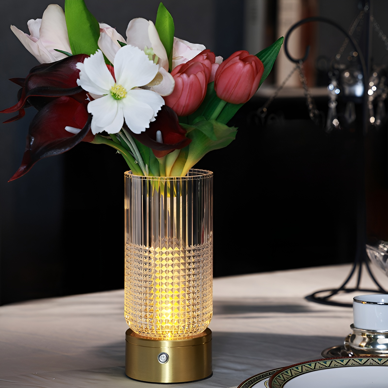 Vase LED style nordique avec éclairage d'ambiance