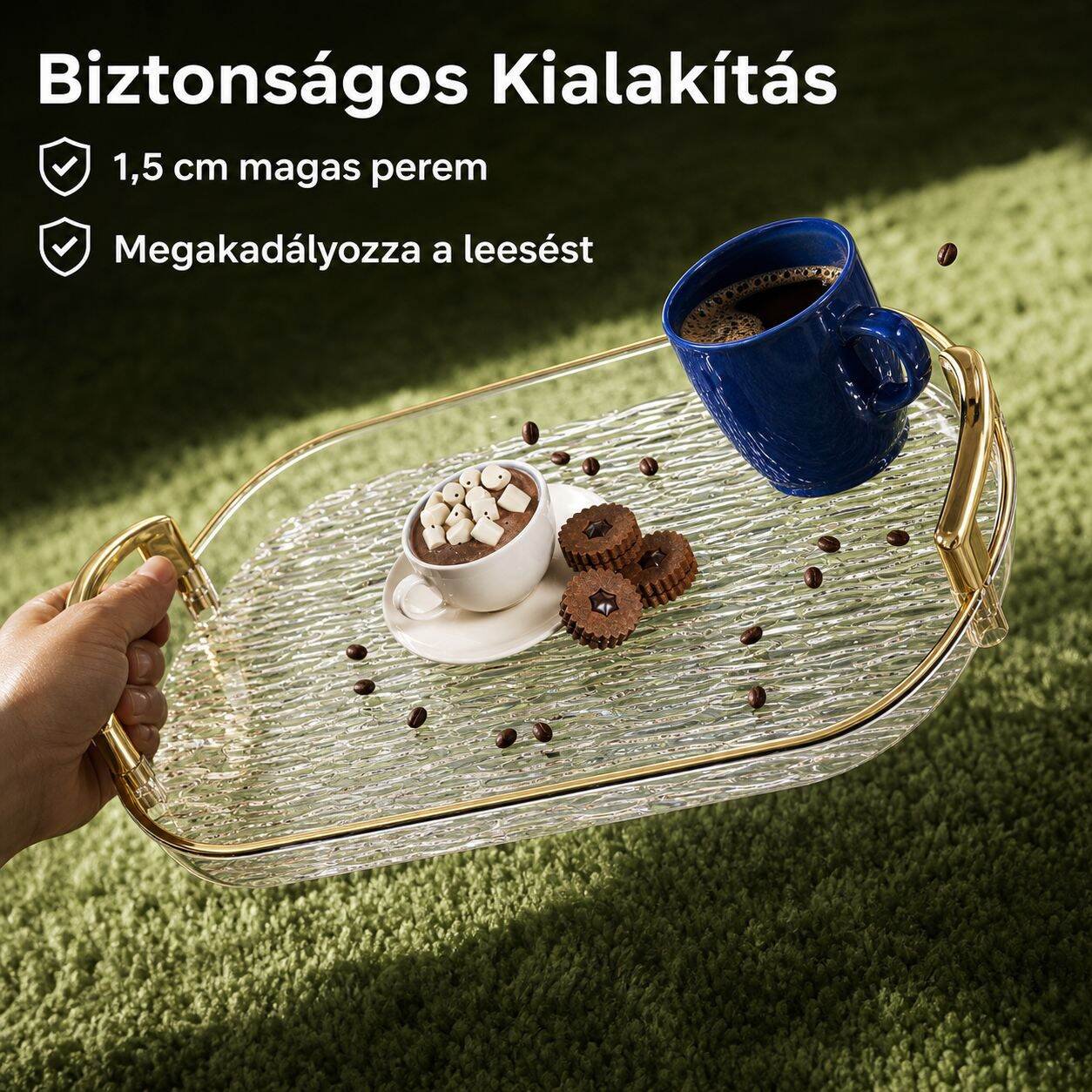 Vastagított tálca háztartási használatra