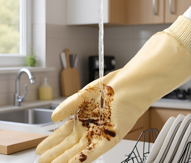 Guantes domésticos con diseño ergonómico