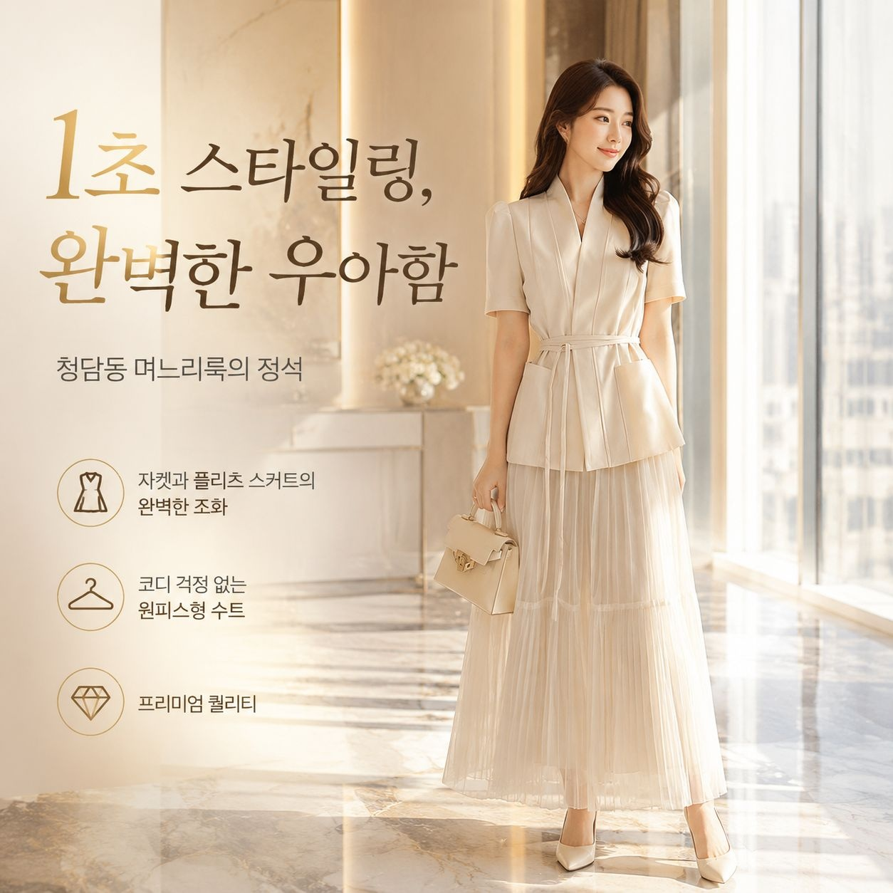 여름 홍콩 스타일 여성 투피스 스커트