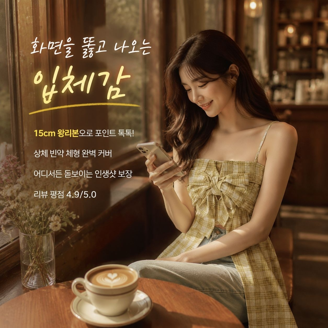 부드러운 체크 투피스 튜브톱