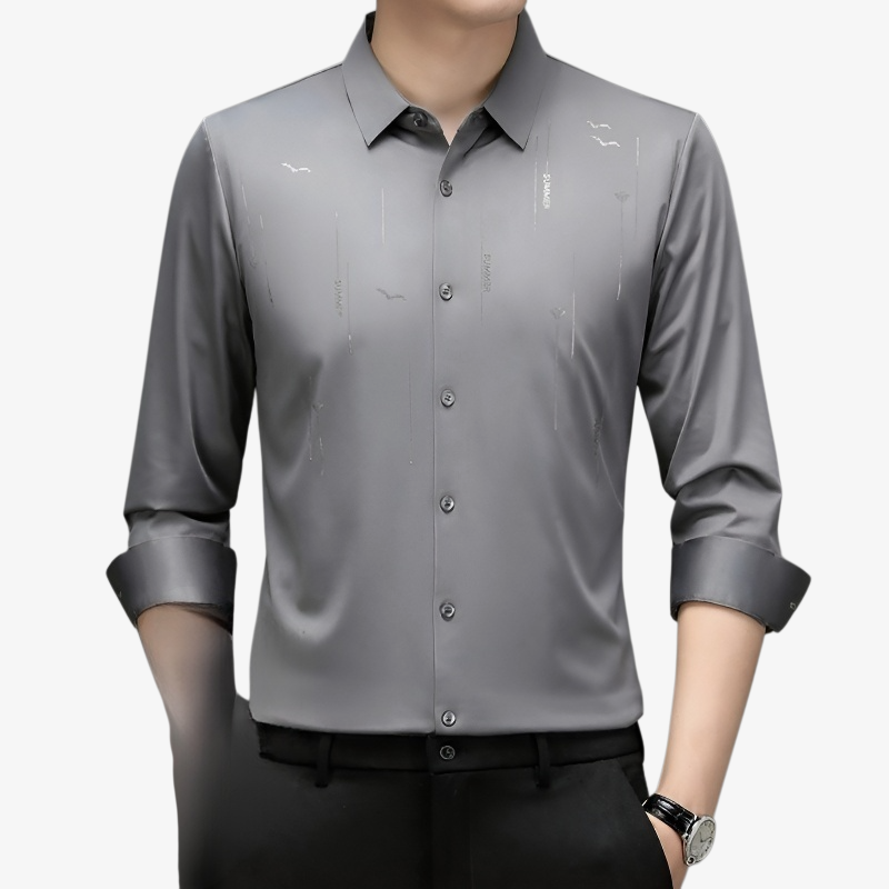 남성 기모 도톰 긴팔 셔츠 비즈니스 헴 프린트 셔츠 남성 기모 셔츠