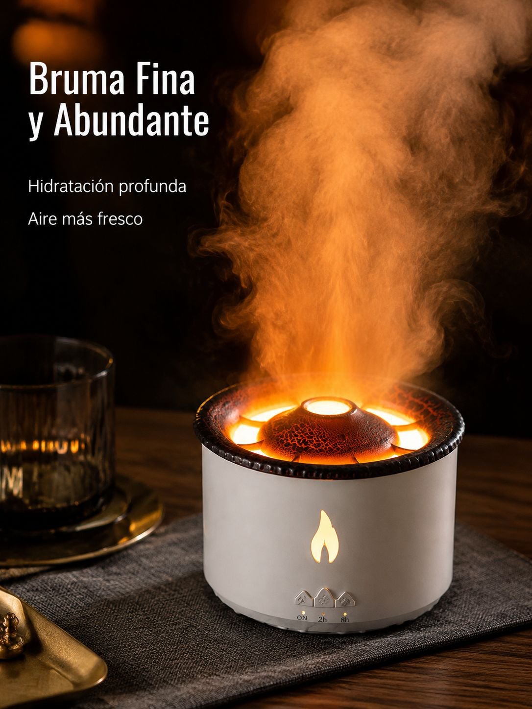 Humidificador con forma de volcán