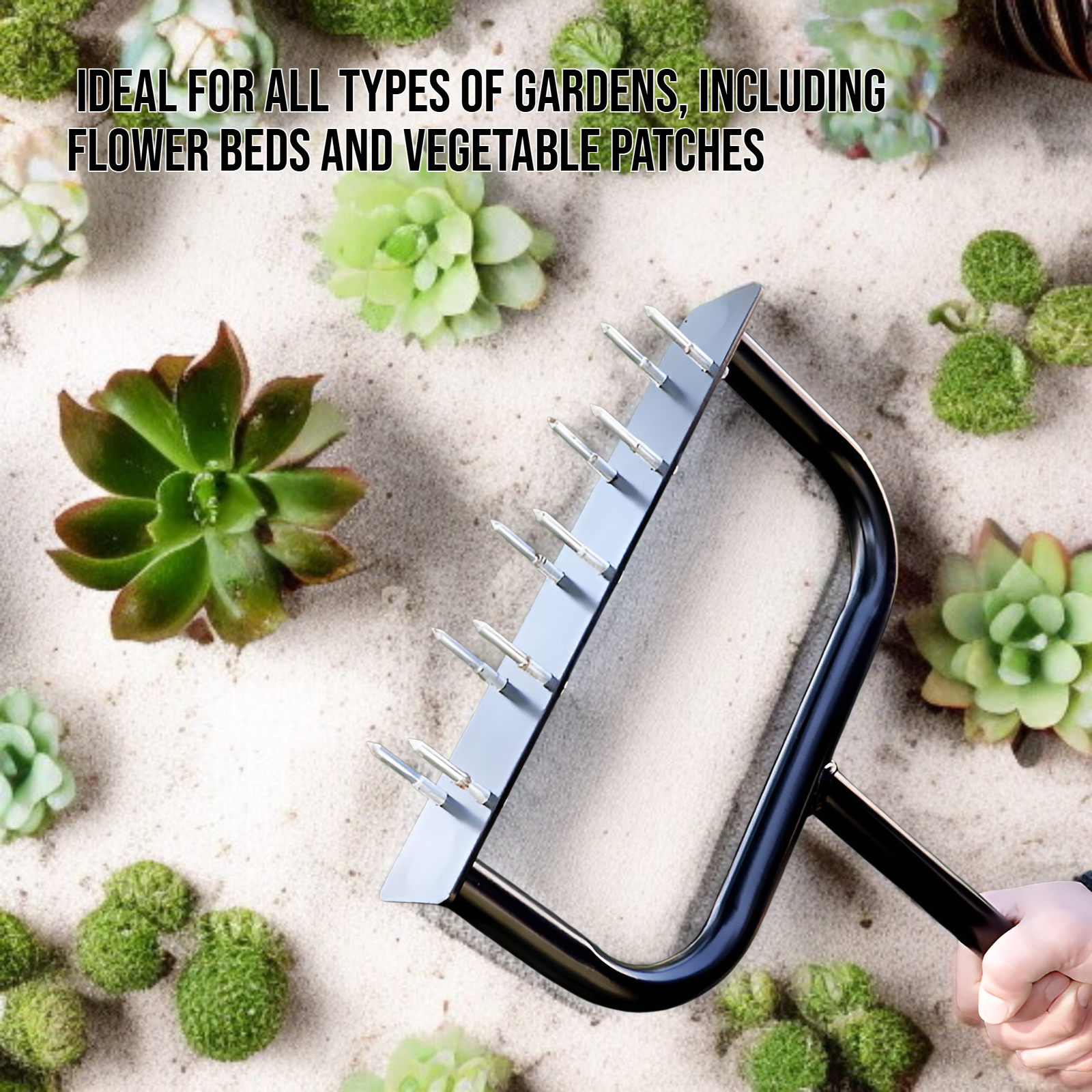 Ergonomic handle of garden soil loosener