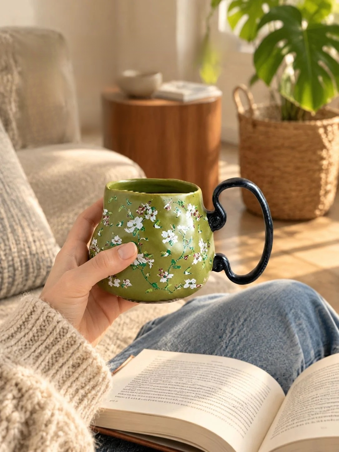 Vintage-style handmade ceramic mug gift idea