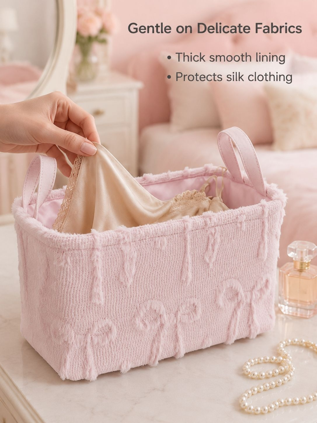 Soft Velvet Storage Basket - Perfect for bedroom or living room storage