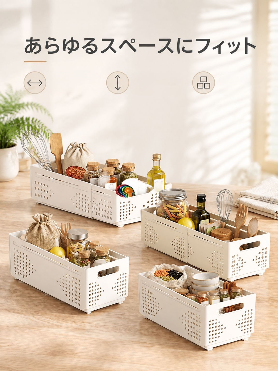 デスク周りの文房具をまとめる収納ボックス