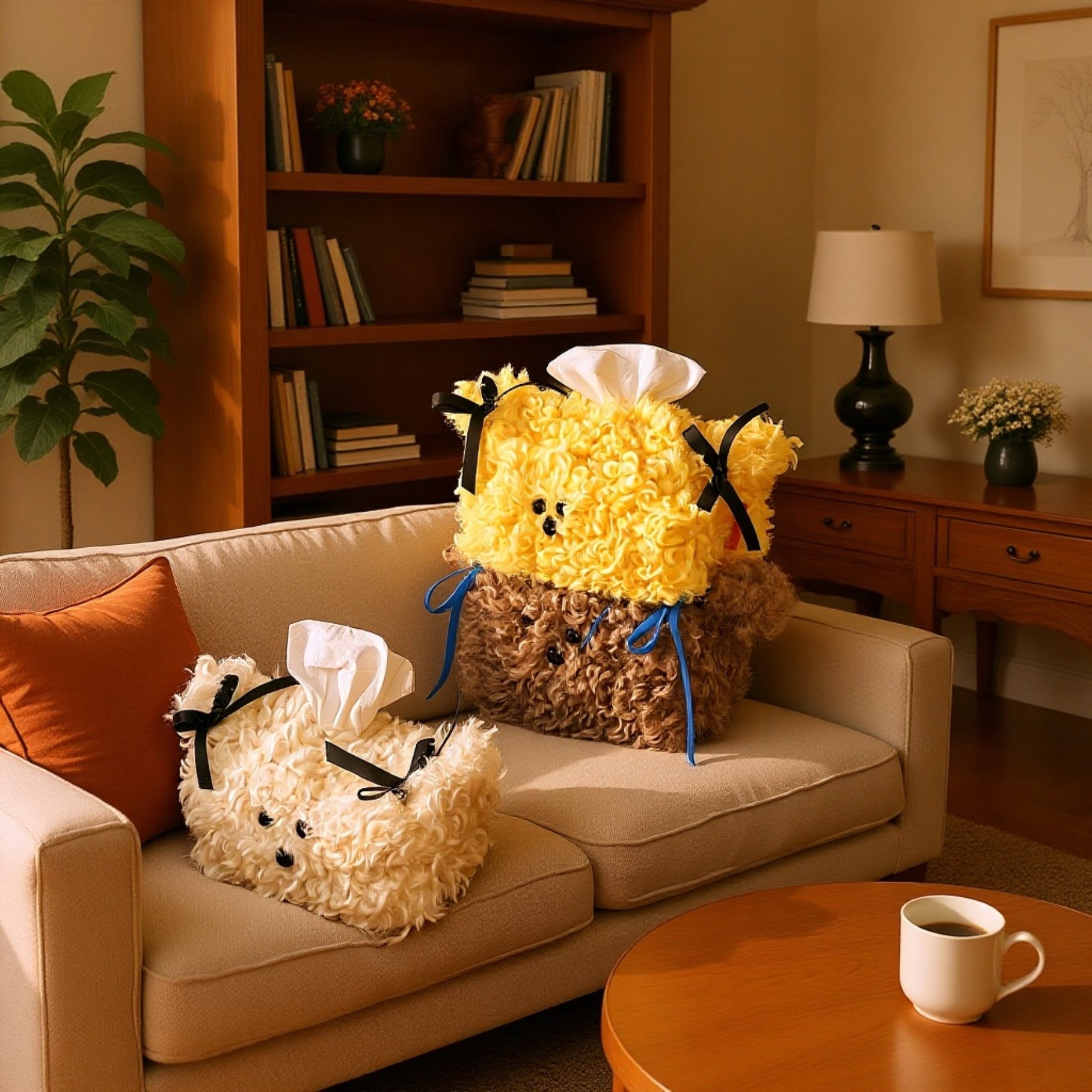 귀여운 강아지 모양의 부드러운 티슈 케이스