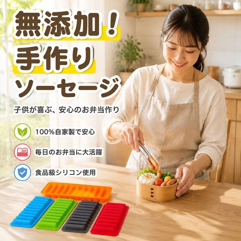 ホットドッグ型シリコン製ベーキングソーセージボックス型