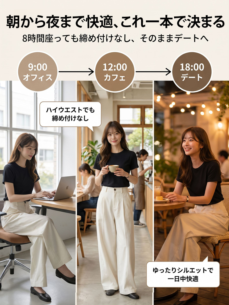 Monolly 神シルエット 骨格診断対応ワイドパンツ | 洗練された大人の余裕