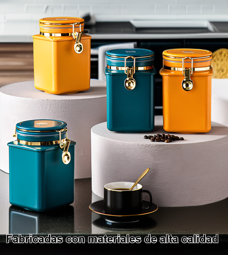 Lata de café hermética con diseño elegante