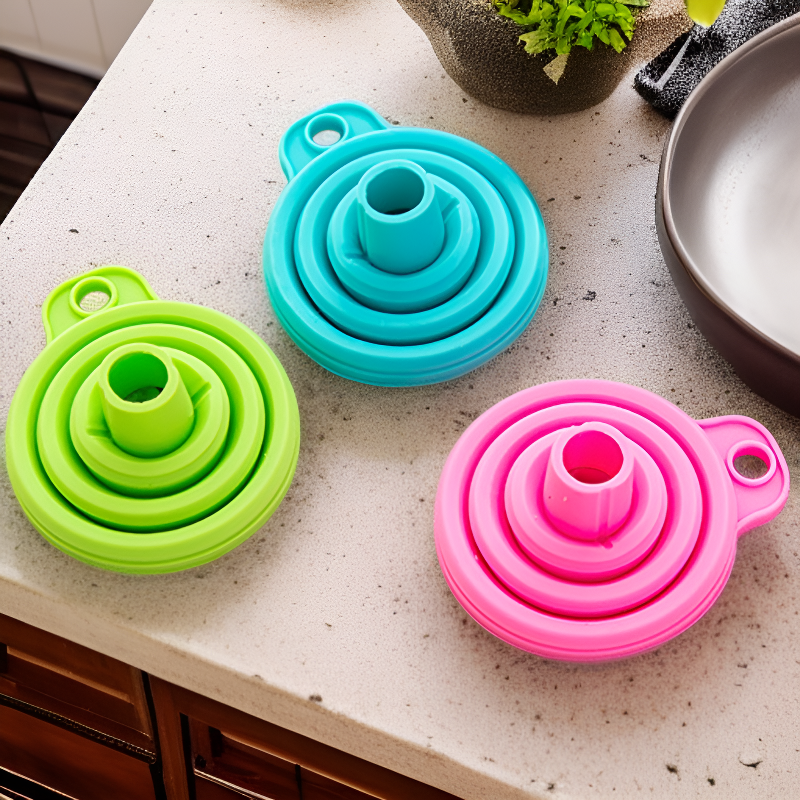 주방 다용도 실리콘 접이식 깔때기 방유 방누출 긴 목 분리형 깔때기