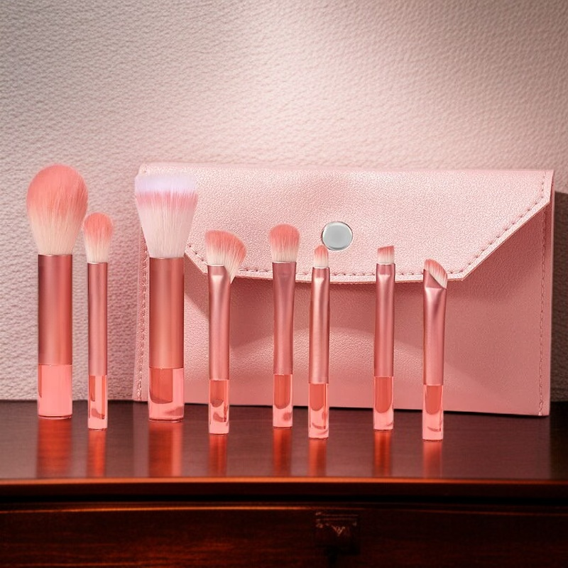 Soft Portable Makeup Cover Brush Peach Pink Blusher and Eyeshadow Brush