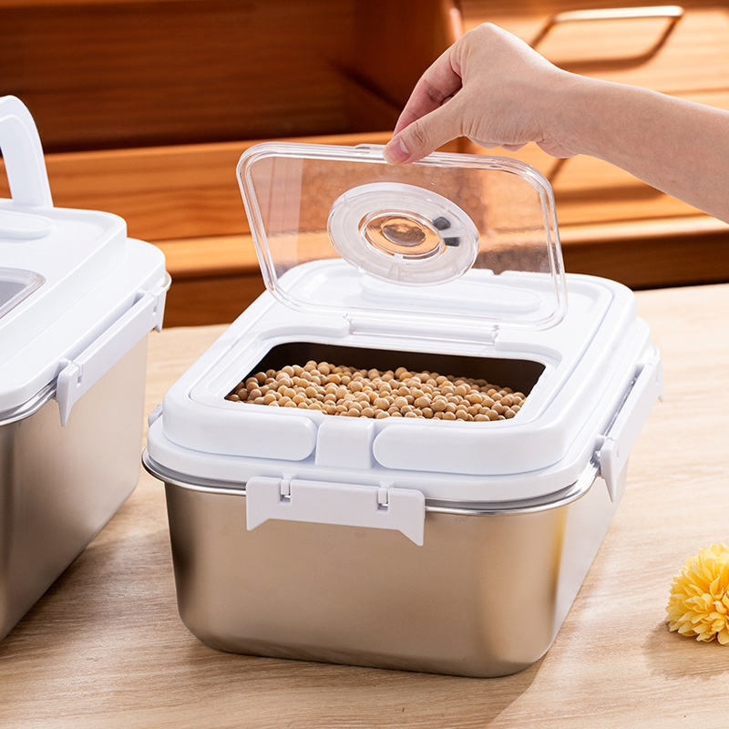 多用途厚手ステンレス米収納ボックス