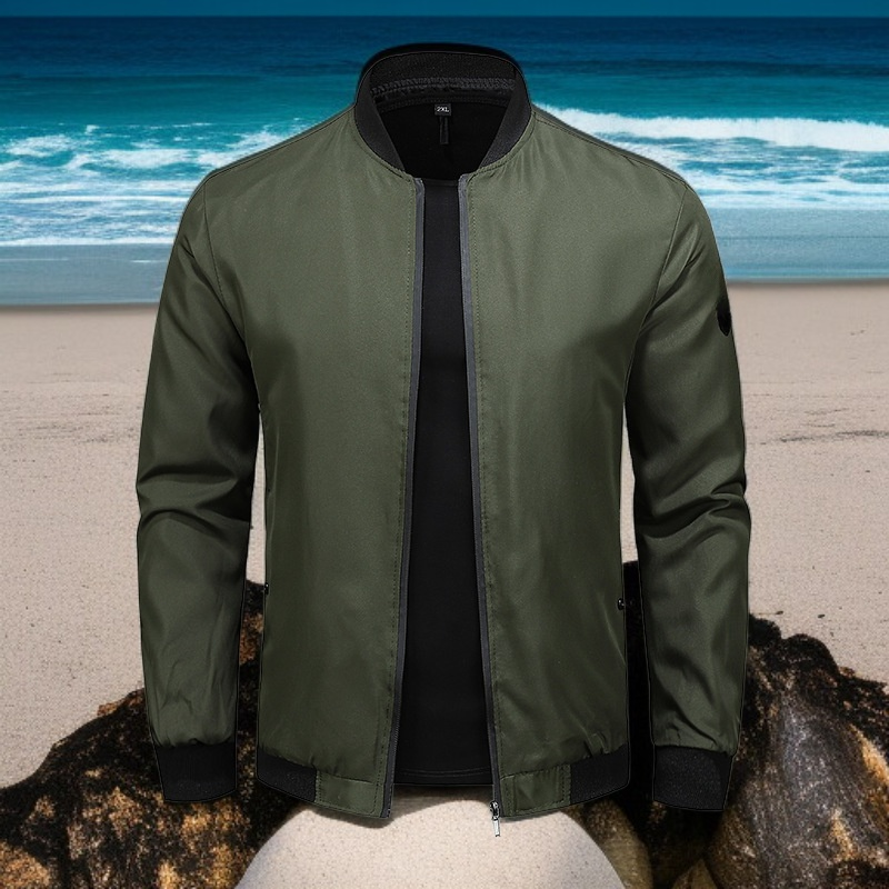 남성 캐주얼 재킷 봄 가을 솔리드 컬러 지퍼 재킷