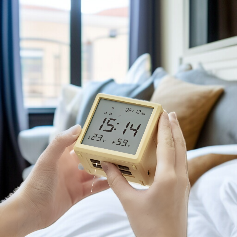 シーソー目覚まし時計ナイトライト、無段階調光、温度と湿度表示、ワンタッチスイッチ付きデュアル目覚まし時計、デスクトップLED大画面デジタルディスプレイ時計、多機能ナイトライト、ベッドサイドランプ、Ty