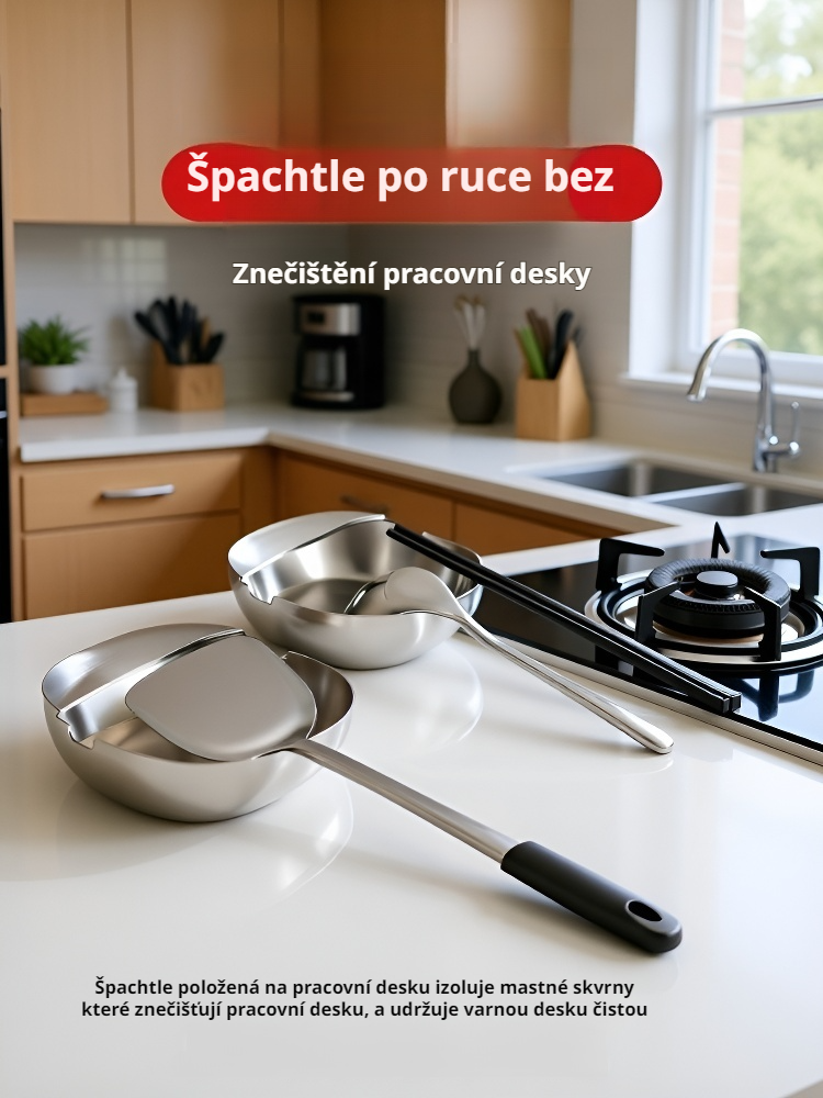 Stojan na příbory z nerezové oceli na stole