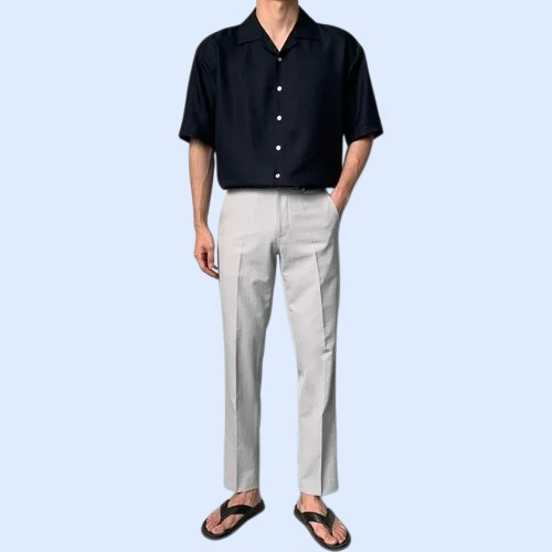 เสื้อเชิ้ตผู้ชายคูลไอซ์ เนื้อผ้าระบายอากาศ ดีไซน์หลวม ใส่สบาย