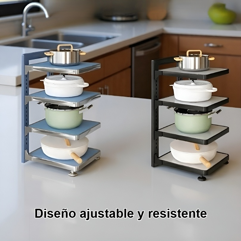 Estante para ollas, estante de almacenamiento para fregadero de gabinete