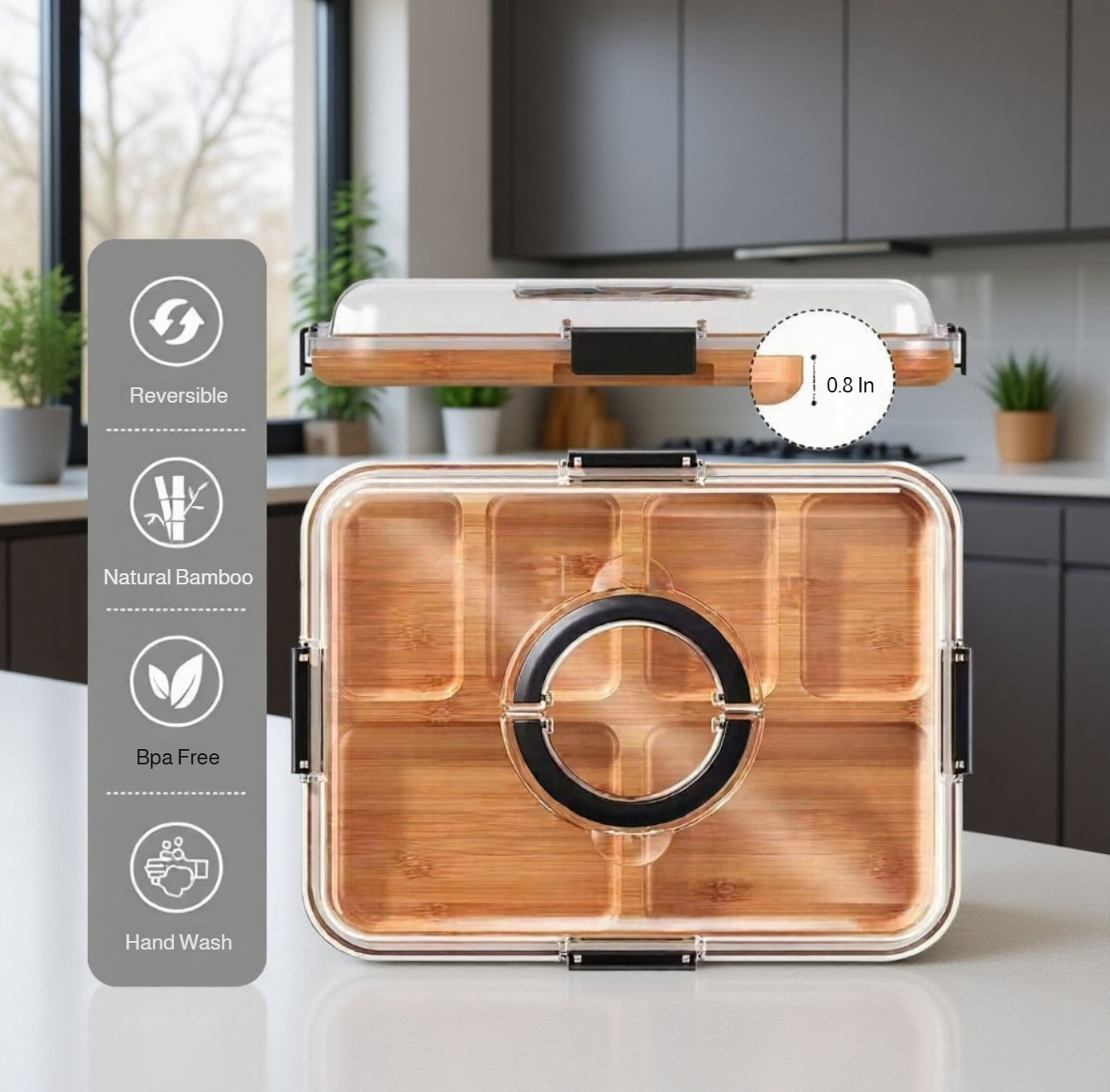 Rustic wooden serving tray filled with assorted biscuits