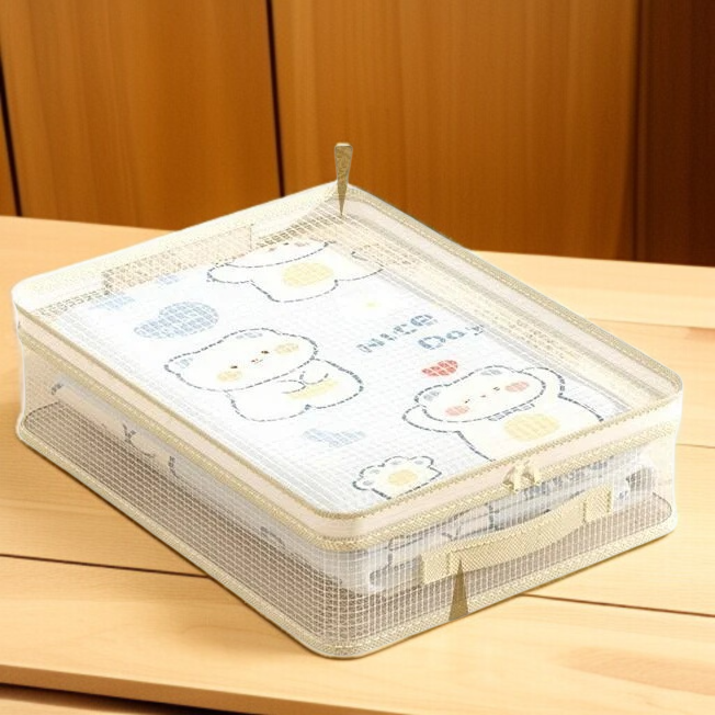 간절기 수납 가방 4종 세트 곰팡이 방지 의류 정리 가방 면 이불 수납 가방 칸막이 망사 옷장 수납 가방