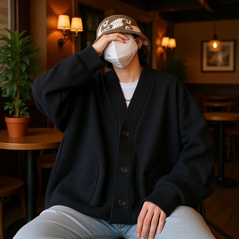 Woll-Cardigan-Jacke im Lazy-Stil für Herren im Frühling und Herbst, moderner jugendlicher Pullover o