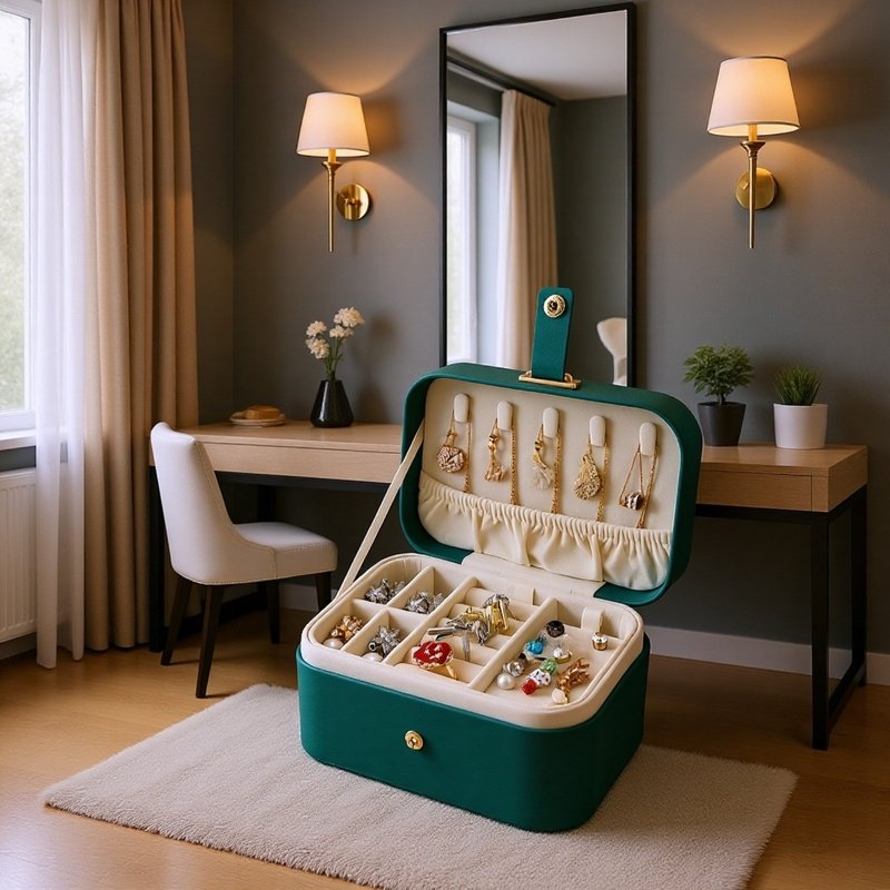 Button Flip 2-lagige Reise-Schmuckschatulle Tragbare Halskette Ohrring Ring Schmuckschatulle Aufbewa