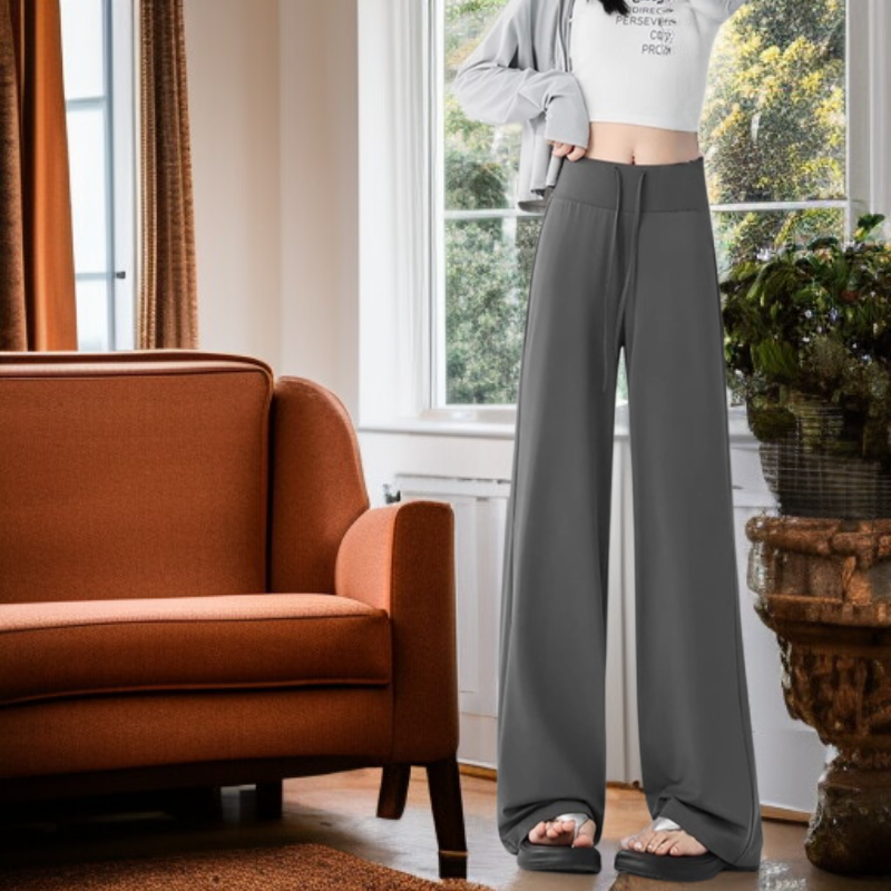 여름 살 가리고 날씬해 보이는 자외선 차단제 와이드 팬츠 하이웨스트 날씬해 보이는 아이스 얇은 팬츠 여아 쿨 와이드 자외선 차단 팬츠