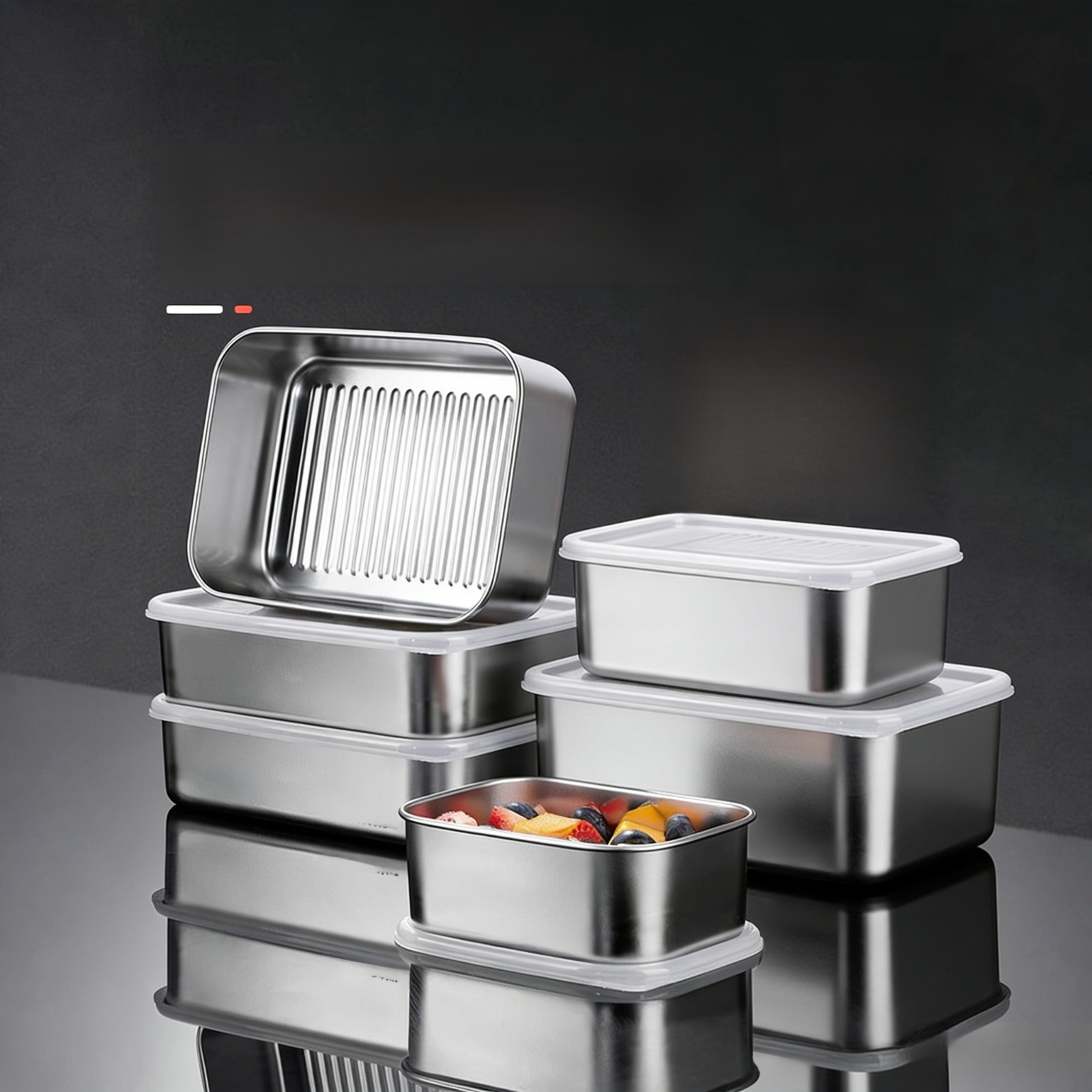 304 Edelstahl Mehrzweck-Tablett mit Trennwänden