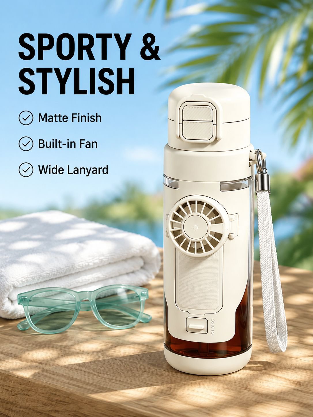 High-value, stylish new summer sports water bottle with fan design, perfect for students and as a gi