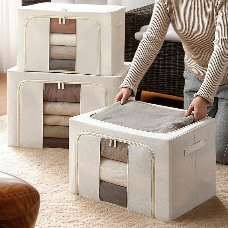 棉麻加厚可折衣物收納箱