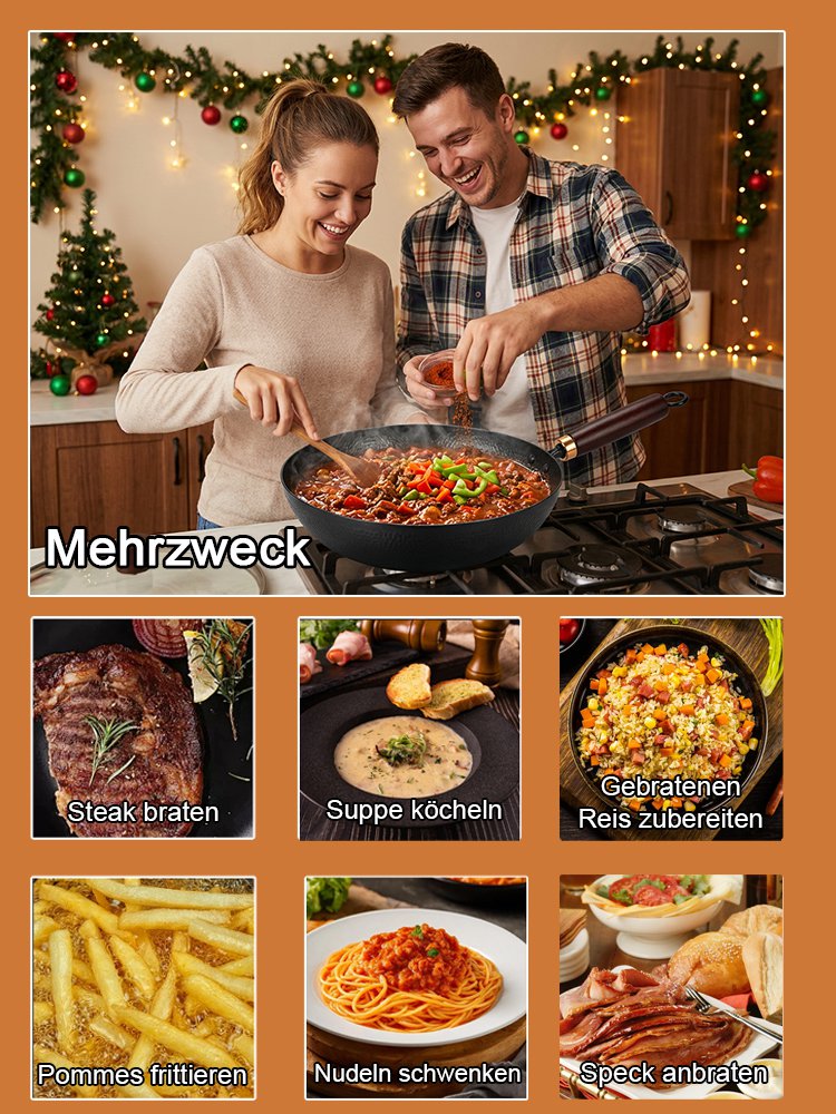 Handgeschmiedete Pfanne✨30.000 Hand-Schläge ✨Ohne chemische Beschichtung ✨Sicher & Gesund