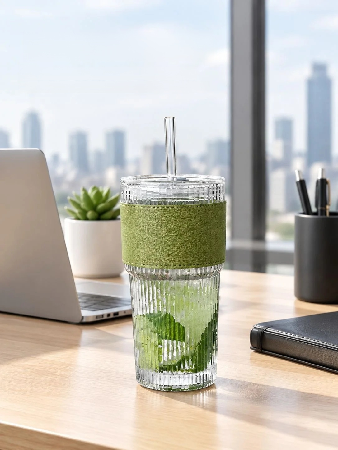 Minimalist Vertical Stripe Glass Cup Perfect for Any Occasion