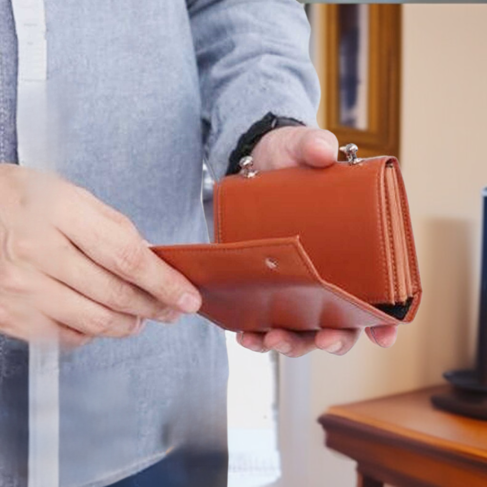 천연 가죽 아코디언 카드 홀더