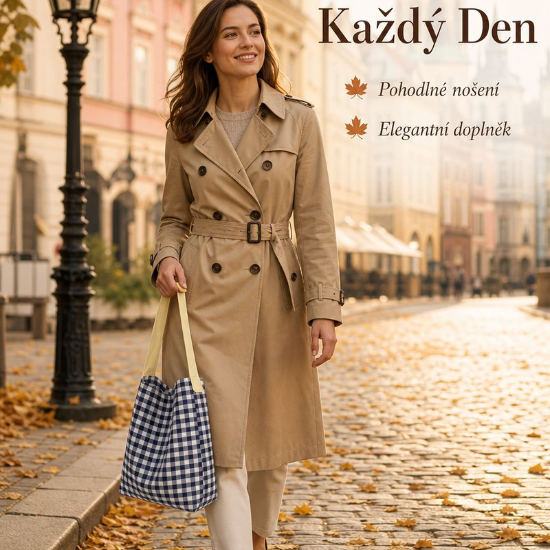 Dámská nová kontrastní barevná kostkovaná plátěná kabelka