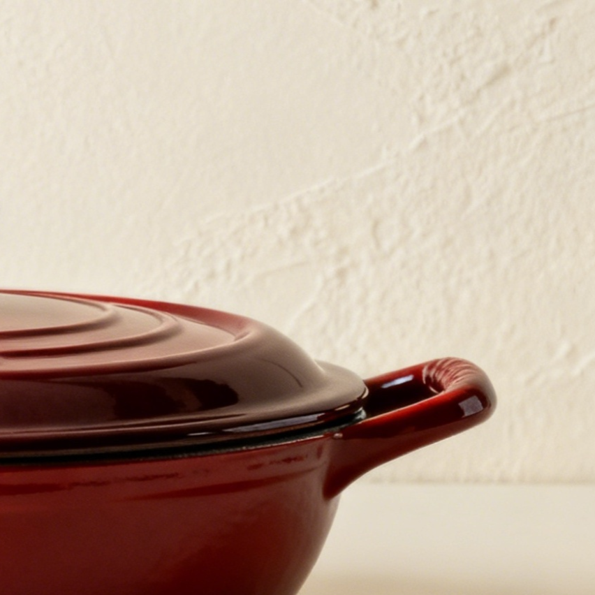 หม้อเหล็กหล่อเคลือบสีแดง