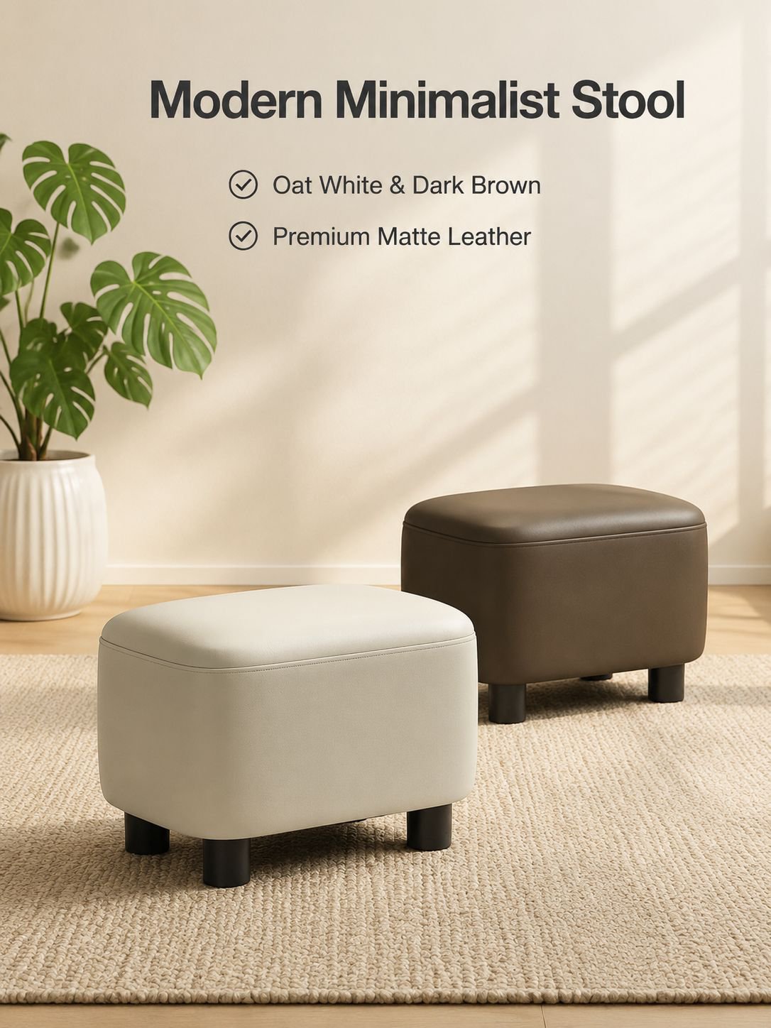 Leather upholstered shoe changing stool