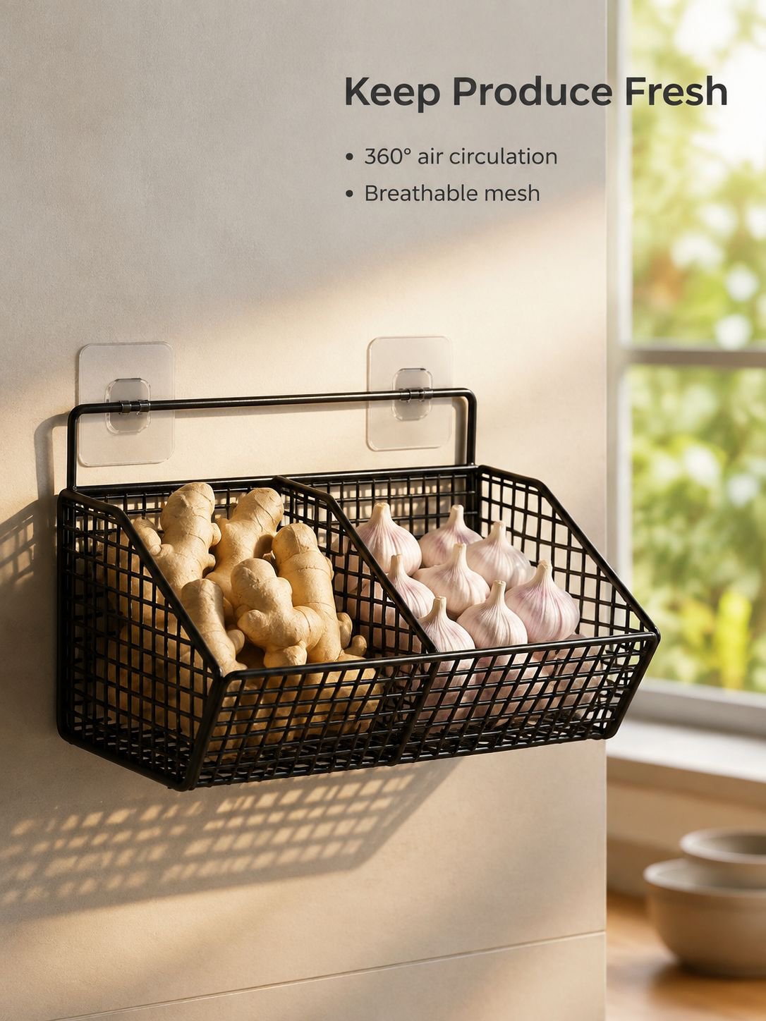No-Drill Kitchen Wall Storage Shelf